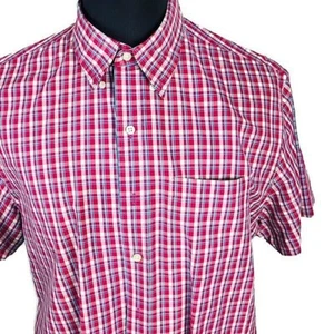 Izod Saltwater Mens Button Front Shirt red plaid size XL/TG Shirt Pocket - Picture 1 of 9
