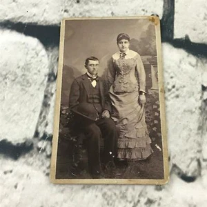 Vintage Photo Turn Of The Century Couple Portrait Husband Wife Collectible - Picture 1 of 4