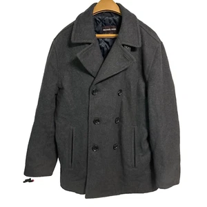 Michael Kors Double Breasted Pea Coat Mens Size Small Charcoal Wool Blend - Picture 1 of 13