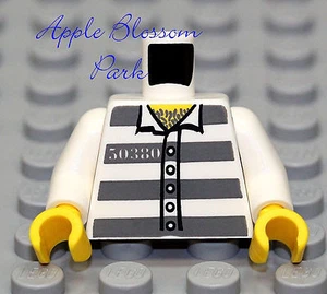 NUEVO Lego Minifigura TORSO BLANCO Criminal con Rayas Grises de Cárcel de Prisión - Policía/Agentes - Imagen 1 de 1
