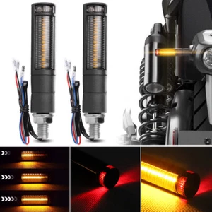 2pcs LED Motorcycle Flowing Turn Signal Indicator Light Brake Lamp Amber Red 12V - Picture 1 of 14