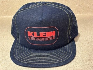 NEW Vintage 1980’s Klein Trucking Denim Snapback Trucker Hat Cap NOS - Picture 1 of 7