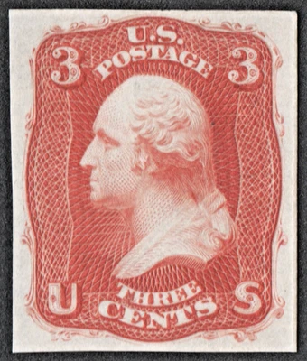 US # 65-E15f -56P3 { "SCARCE 3c AUGUST ISSUE } PREMIER GRAVURE' ON INDIA OF 1861 - Image 1 of 4