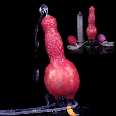 Silicone Fantasy Inflatable Squirting Penis Anal Dilator Knot Ejaculation Dildoe - Image 1 of 4