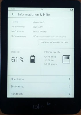 Tolino Shine 3 / 6 Zoll eBook Reader - Bild 1 von 4