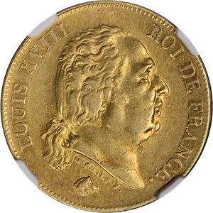 1818 W France Gold 40 Franc NGC AU53 - Picture 1 of 4