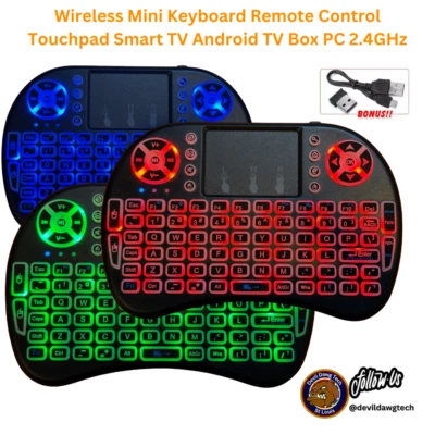 2.4gHz - Backlit Mini Wireless Handheld Keyboard Mouse Touchpad Black - Image 1 of 4