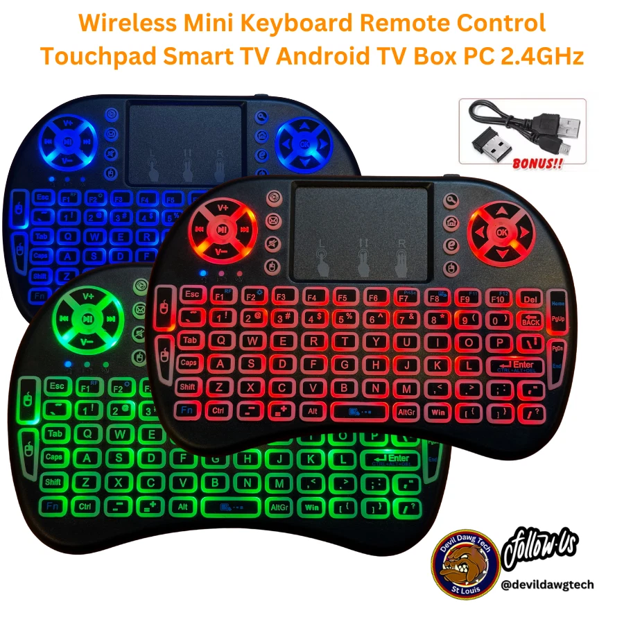 2.4gHz - Backlit Mini Wireless Handheld Keyboard Mouse Touchpad Black - Image 1 of 4