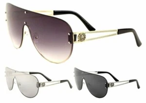 OVERSIZED ONE PIECE SHIELD LENS AVIATOR SUNGLASSES CASUAL RETRO DESIGNER FASHION - Picture 1 of 5