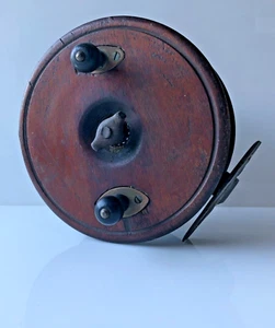 Antique-Vintage 6" Brass And Walnut Ball Bearing Scarborough Type Fishing Reel - Picture 1 of 9