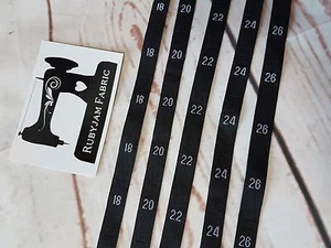 100 pack 18 20 22 24 26 - woven sew-in clothing size labels BLACK, Rubyjam - Picture 1 of 1