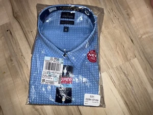 NWT Stafford Men's Dress Shirt Oxford Stretch Button Long Sleeve 22 38 39 Blue - Picture 1 of 4