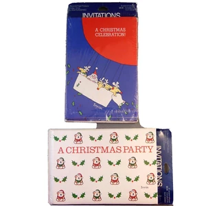 Vtg Sandra Boynton Christmas Party Invitations Santa Teddy Bear 2 Pkgs 16 Cards - Picture 1 of 4