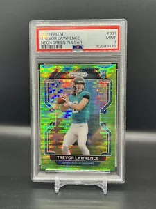 2021 Prizm Trevor Lawrence Neon Green Pulsar Rookie Card RC PSA 9 - Picture 1 of 1