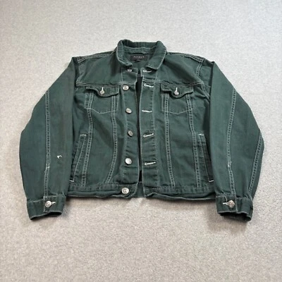 Pacsun Denim Jacket Women S Green Jean Button Trucker Capsule Heritage READ - Image 1 of 4