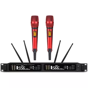 Dual Wireless Microphone System Vocal for Sennheiser SKM 9000 Handheld Red Color - Picture 1 of 2