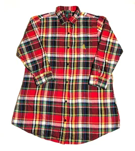Women's Lauren Ralph Lauren Plaid Flannel Sleep Shirt Size L - Picture 1 of 9