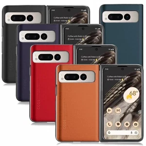 For Google Pixel Fold Plain Leather Fabric Coated Frame hard case Back cover - Picture 1 of 18