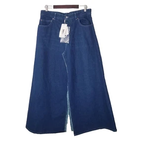 Maison Margiela MM6 Denim Skirt Size 10/46 Blue NEW Slit Indigo Muted Wash - Picture 1 of 23