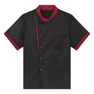 Womens Mens Short Sleeve Chef Jacket Coat Cooker Restaurant Tops Uniform Costume - Image 1 of 2