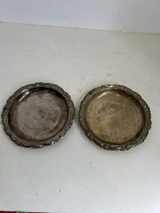 Vintage 4 Inch Silver Plated EP On Steel Trays Made In Italy  Set Of 2 - Picture 1 of 9