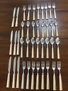 VTG MCM Stainless Japan Flatware 40 Piece Red Blue Stripe Northland - Picture 1 of 20