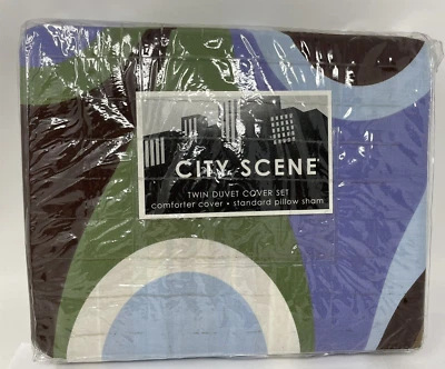 Juego de funda nórdica doble City Scene funda nórdica y almohada estándar falso radar retro Foto 1 de 4