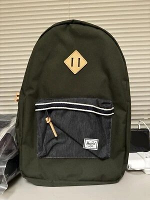 Herschel Heritage Offset Collection Forest Green Denim Backpack NWT - Image 1 of 4