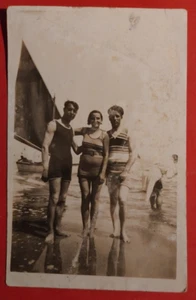 PHOTO CARTO RIMINI UOMINI E DONNE MARE COSTUME DA BAGNO BARCA 1920 ( F 29 ) - Bild 1 von 2