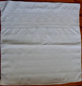 👍Weißwäsche Leinen 70x70cm SPITZE alt MONOGRAMM E+G MUSEUM Handarbeit Knöpfe - Bild 1 von 2
