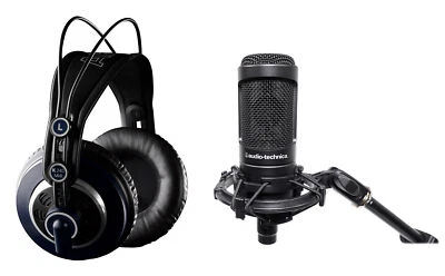 Audio Technica AT2050 Studio Condenser Recording Microphone Mic+AKG Headphones - Image 1 of 4