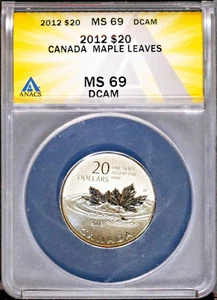 2012 20 $ Silber Canada Maple Leaves MS 69 DCAM Rev Proof ANACS # 7490097 + Bonus - Bild 1 von 2