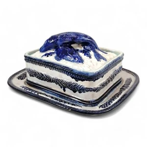A majolica sardine box by Thomas Forester & Sons, late 19th century - Picture 1 of 15