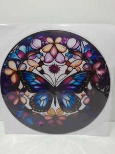 Round Stained Glass Looking Butterfly Window Cling Reusable Removable NEW!! - Picture 1 of 1