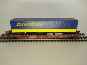 ROCO HO 46350-59 4Axle brown Eurofima Well Car with Danzas Trailer - Picture 1 of 12