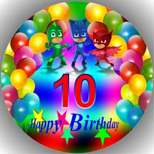 Tortenaufleger Geburtstag Tortenbild Fondant - Oblate PJ Masks Zahl H10 - Bild 1 von 1