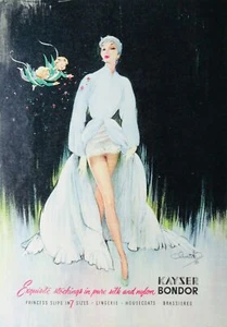 Ilustración publicitaria KAYSOR BONDOR EXQUISITAS MEDIAS DE SEDA O NYLON c1951 - Imagen 1 de 2