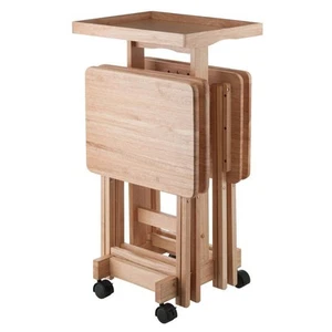 Isabelle 19.69 in. Serving Tray Oversize Natural 6-Piece Snack Table - Picture 1 of 9