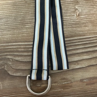 Cinturón LL Bean Rayas D Anillo S/M Preppy Informal Estilo Clásico Azul Caqui Foto 1 de 3