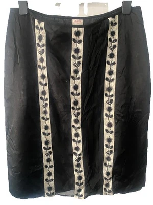 Vintage Whistles white black embroidered sheer satin petticoat skirt UK 14-16 - Image 1 of 4