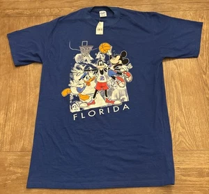 T-shirt basket vintage Walt Disney Company Florida NOS taglia L blu - Foto 1 di 5