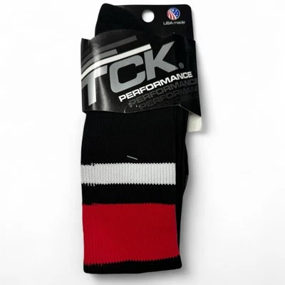 TCK Performance 黑色红色白色条纹成人大号 1 双新品 — 第 1/4 张图片