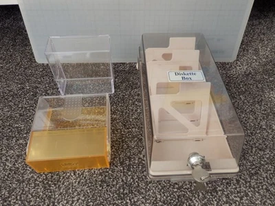 Vintage 3.5" Inch Floppy Disk Storage Boxes inc. 4 dividers  - 2 Keys - Image 1 of 4