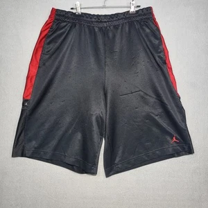Jordan Shorts Mens Large Black Red Basketball Athletic Training Gym - Picture 1 of 10