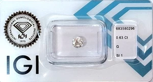 Natürlicher Diamant mit IGI Zertifikat 0,63ct G /  SI 1 / 5,47mm Rund Brillant - Bild 1 von 8