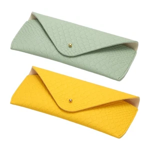 Estuche para gafas de cuero de 2 piezas, estuche para gafas de sol para organización de gafas, amarillo/verde - Imagen 1 de 6