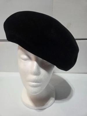 Boina de lana negra de terciopelo Peachbloom de colección hecha en EE. UU. estilo francés clásico Foto 1 de 4