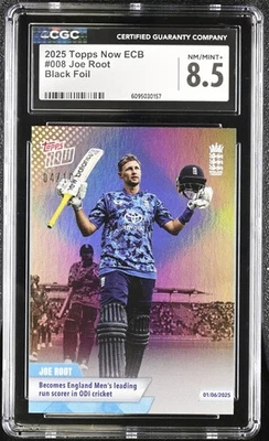 Tabla de cricket inglesa Topps Now 2025 (CEB) #8 Joe Root * negra 4/10 CGC 8,5 Foto 1 de 2