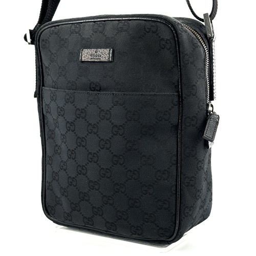 Borsa a tracolla Gucci GG tela pelle borsa a tracolla NERA autentica dal GIAPPONE