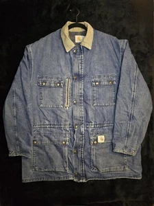 VTG 80's Carhartt Detroit Blue Denim Blanket Lining Chore Workwear Jacket XXL - Picture 1 of 9